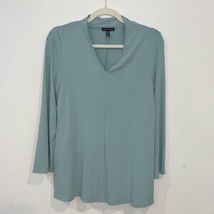 Eileen Fisher Womens Teal V Neckline Long Sleeve Blouse Top size XS